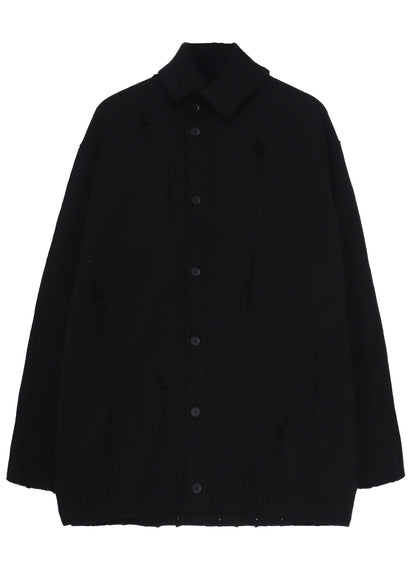 PLAIN STITCH CRASHED HIGH NECK CARDIGAN