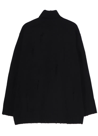 PLAIN STITCH CRASHED HIGH NECK CARDIGAN