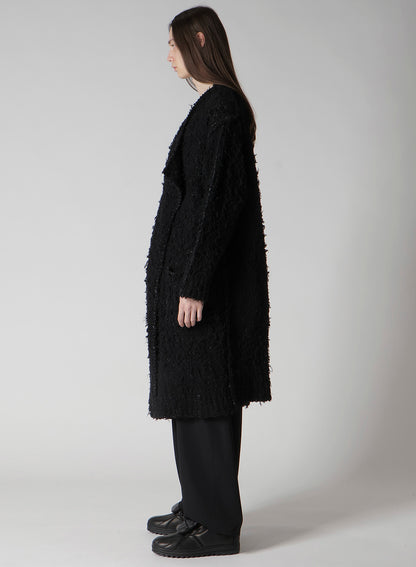 3G1P BRUSHED PLAIN STITCH LONG CARDIGAN