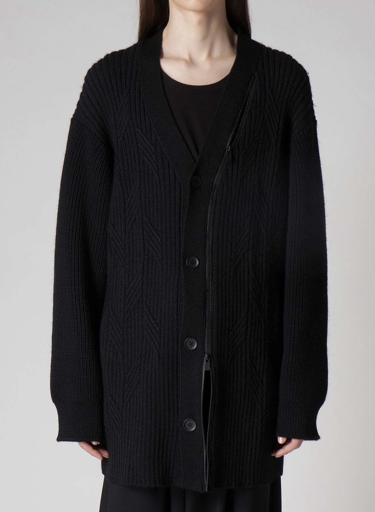 5G1P CABLE+CARDIGAN STITCH ZIP V NECK CARDIGAN – THE SHOP YOHJI