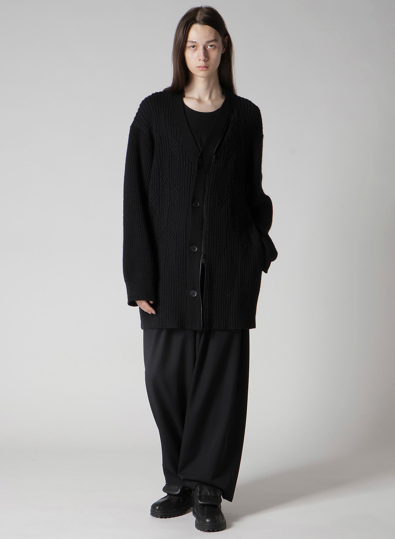 5G1P CABLE+CARDIGAN STITCH ZIP V NECK CARDIGAN – THE SHOP YOHJI