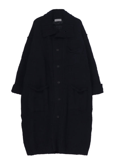 PLAIN STITCH POCKET HIGH NECK CARDIGAN