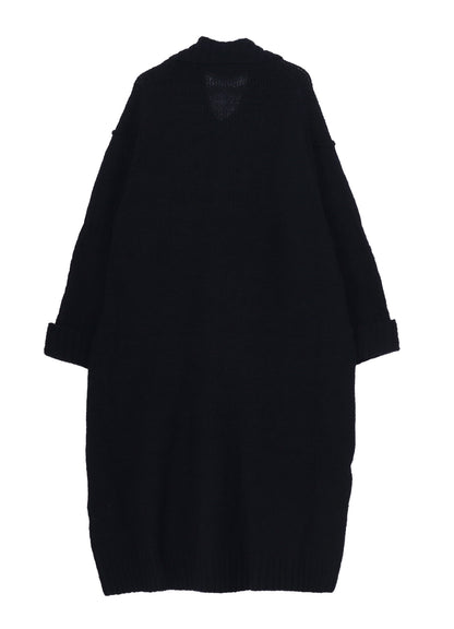 PLAIN STITCH POCKET HIGH NECK CARDIGAN