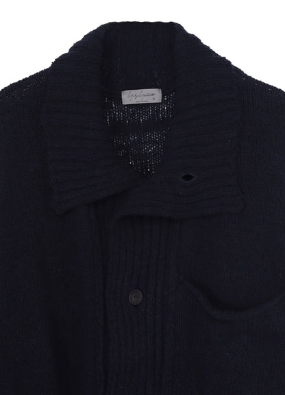 PLAIN STITCH POCKET HIGH NECK CARDIGAN