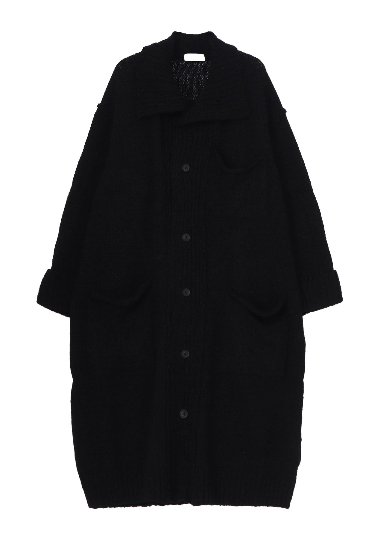 PLAIN STITCH POCKET HIGH NECK CARDIGAN