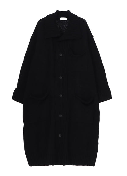 PLAIN STITCH POCKET HIGH NECK CARDIGAN