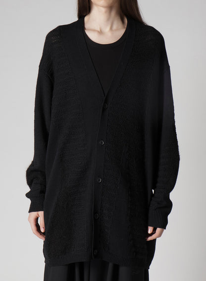 5G1P COMBINATION KNIT COMBINATION V NECK CARDIGAN