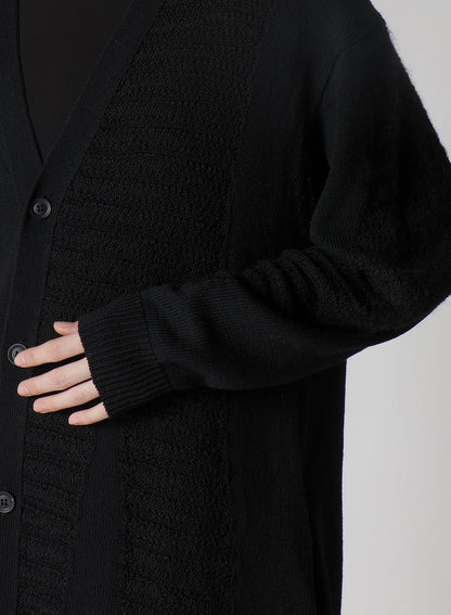 5G1P COMBINATION KNIT COMBINATION V NECK CARDIGAN