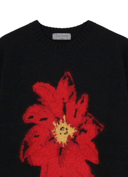 FLOWER DESIGNED CREW NECK KNIT