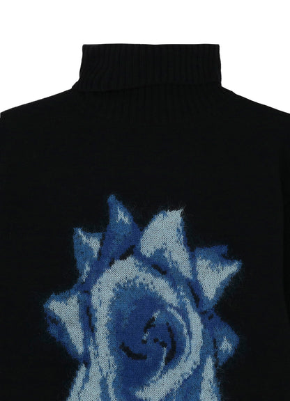 FLOWER DESIGNED TURTLE NECK KNIT