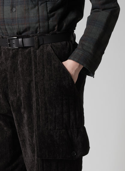 LINEN VELVET OUT POCKET PADDED PANTS