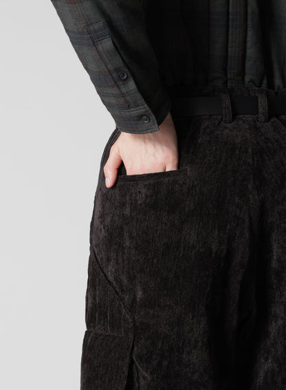 LINEN VELVET OUT POCKET PADDED PANTS