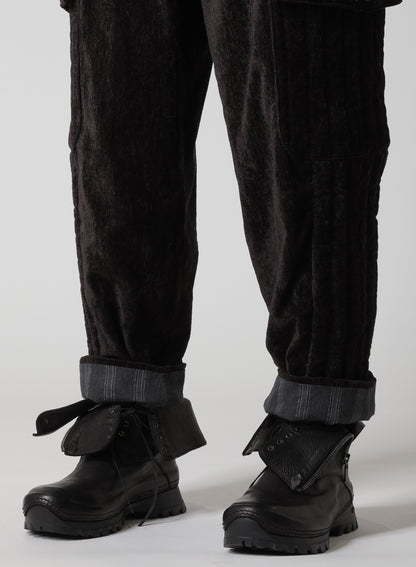 LINEN VELVET OUT POCKET PADDED PANTS