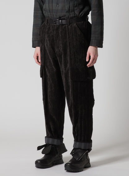 LINEN VELVET OUT POCKET PADDED PANTS
