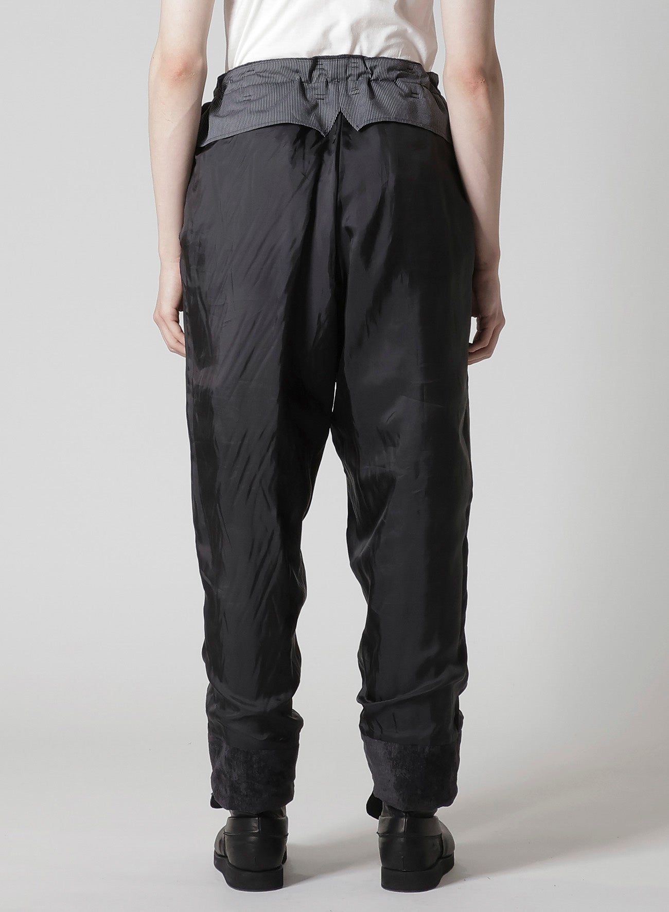 LINEN VELVET  TAB DETAIL PADDED PANTS