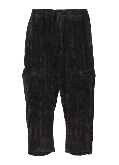 LINEN VELVET  TAB DETAIL PADDED PANTS