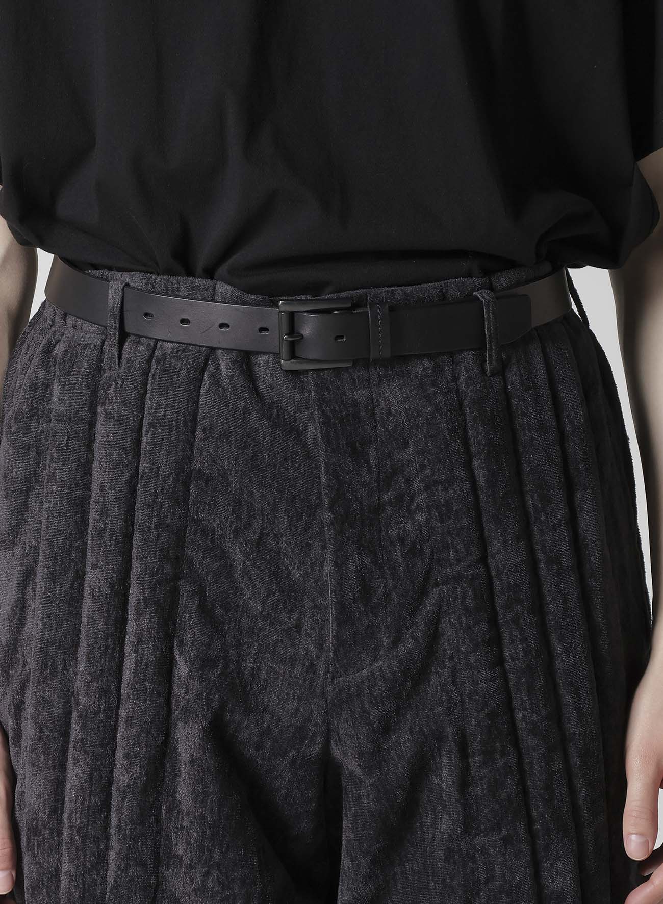 LINEN VELVET  TAB DETAIL PADDED PANTS