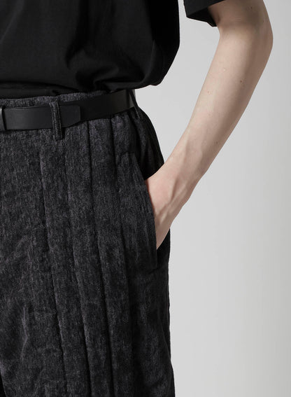 LINEN VELVET  TAB DETAIL PADDED PANTS