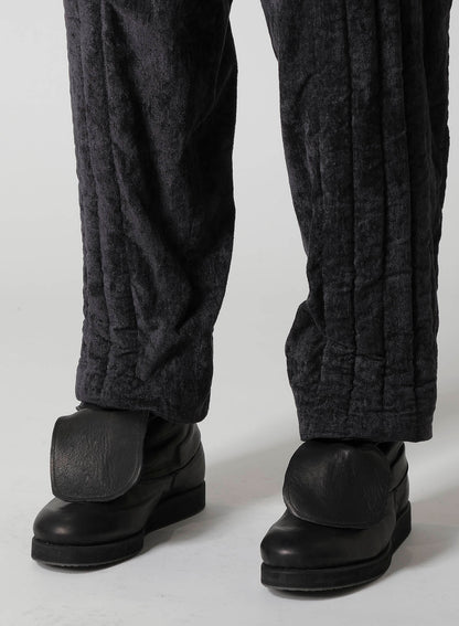 LINEN VELVET  TAB DETAIL PADDED PANTS