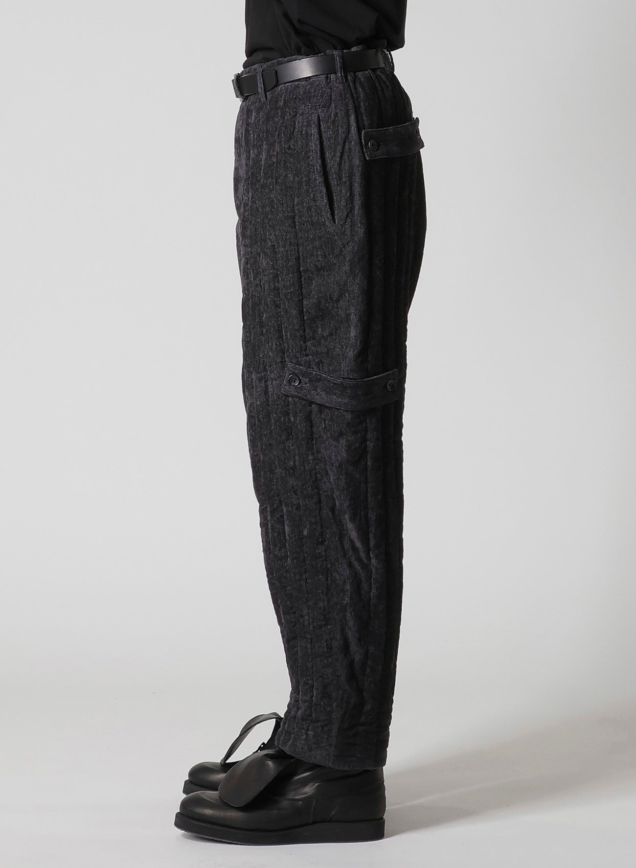 LINEN VELVET TAB DETAIL PADDED PANTS – THE SHOP YOHJI YAMAMOTO