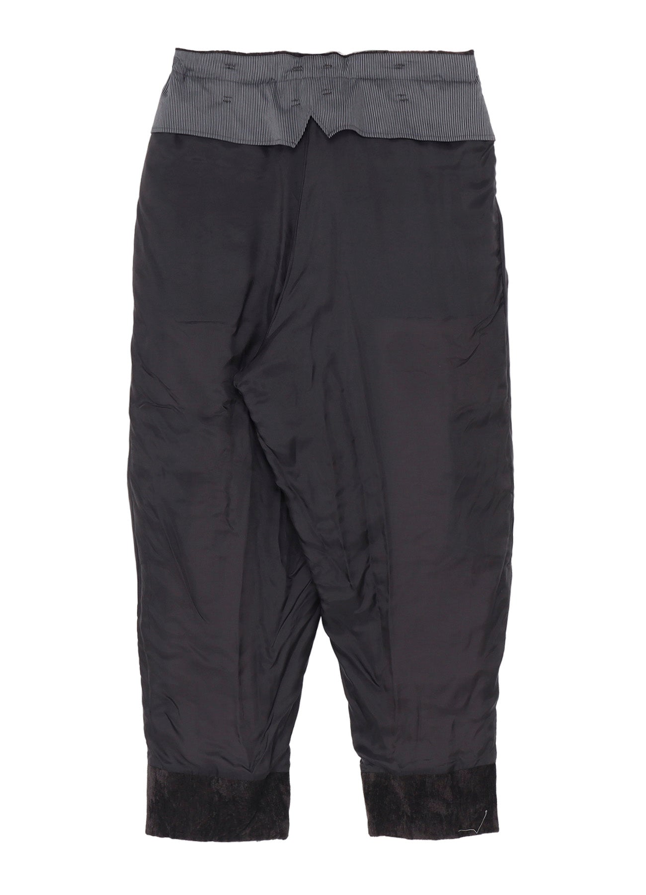 LINEN VELVET  TAB DETAIL PADDED PANTS