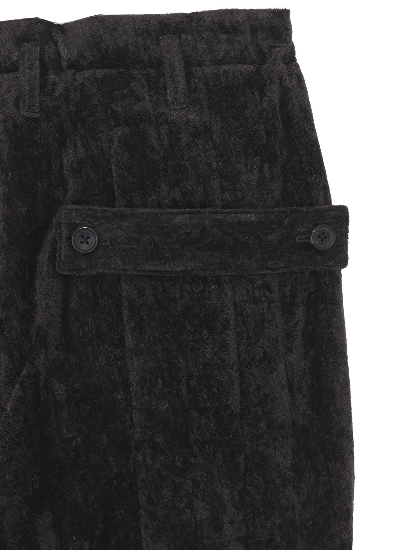 LINEN VELVET  TAB DETAIL PADDED PANTS