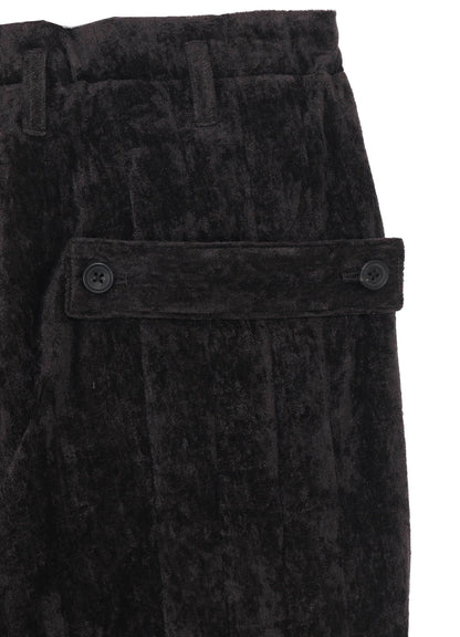 LINEN VELVET  TAB DETAIL PADDED PANTS