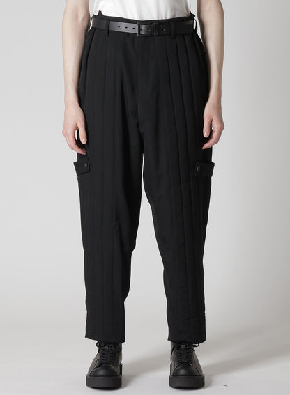 WOOL GABARDINE TAB DETAIL PADDED PANTS