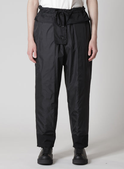 WOOL GABARDINE TAB DETAIL PADDED PANTS