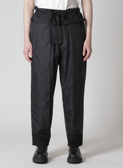 WOOL GABARDINE TAB DETAIL PADDED PANTS