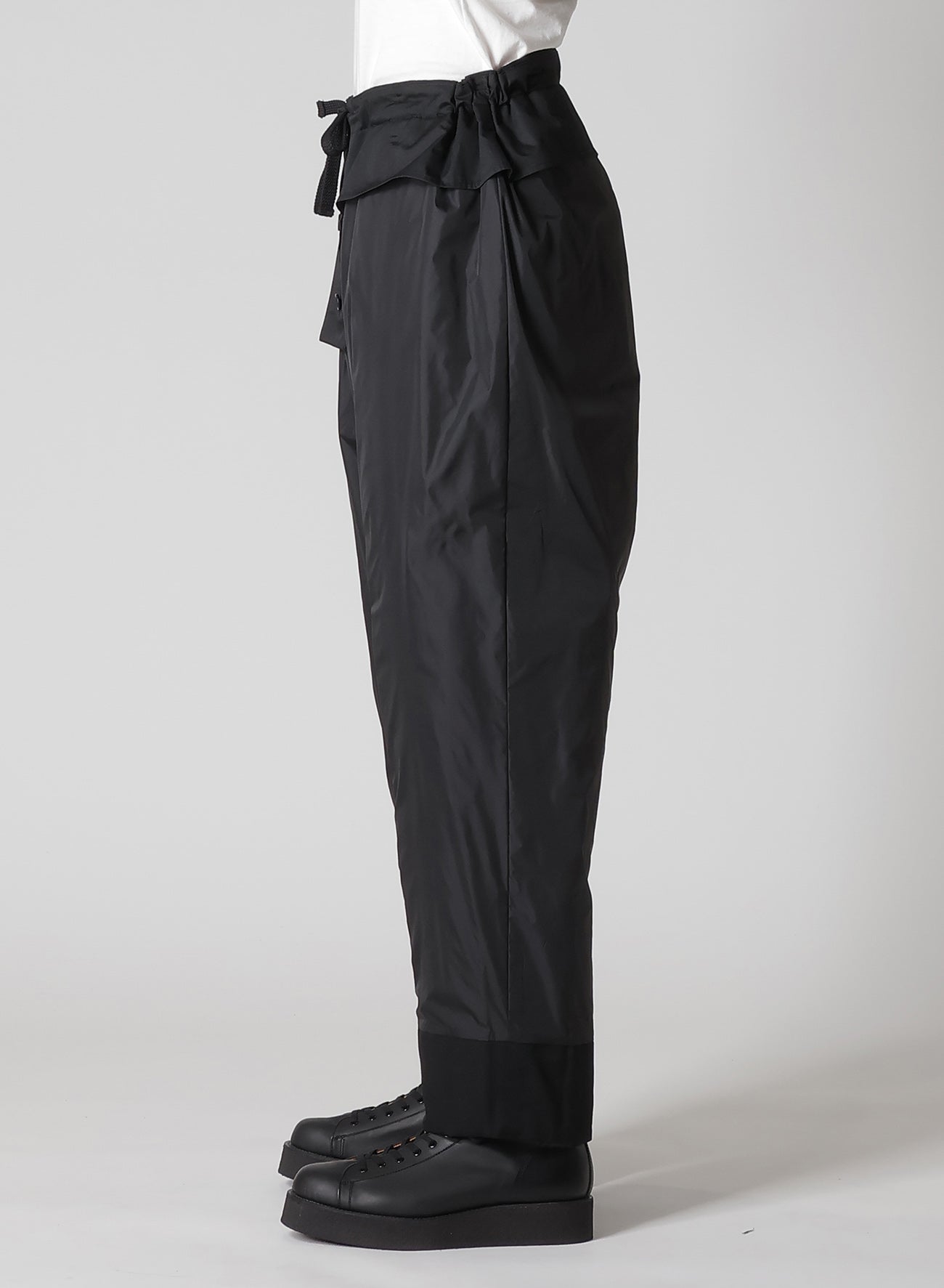 WOOL GABARDINE TAB DETAIL PADDED PANTS