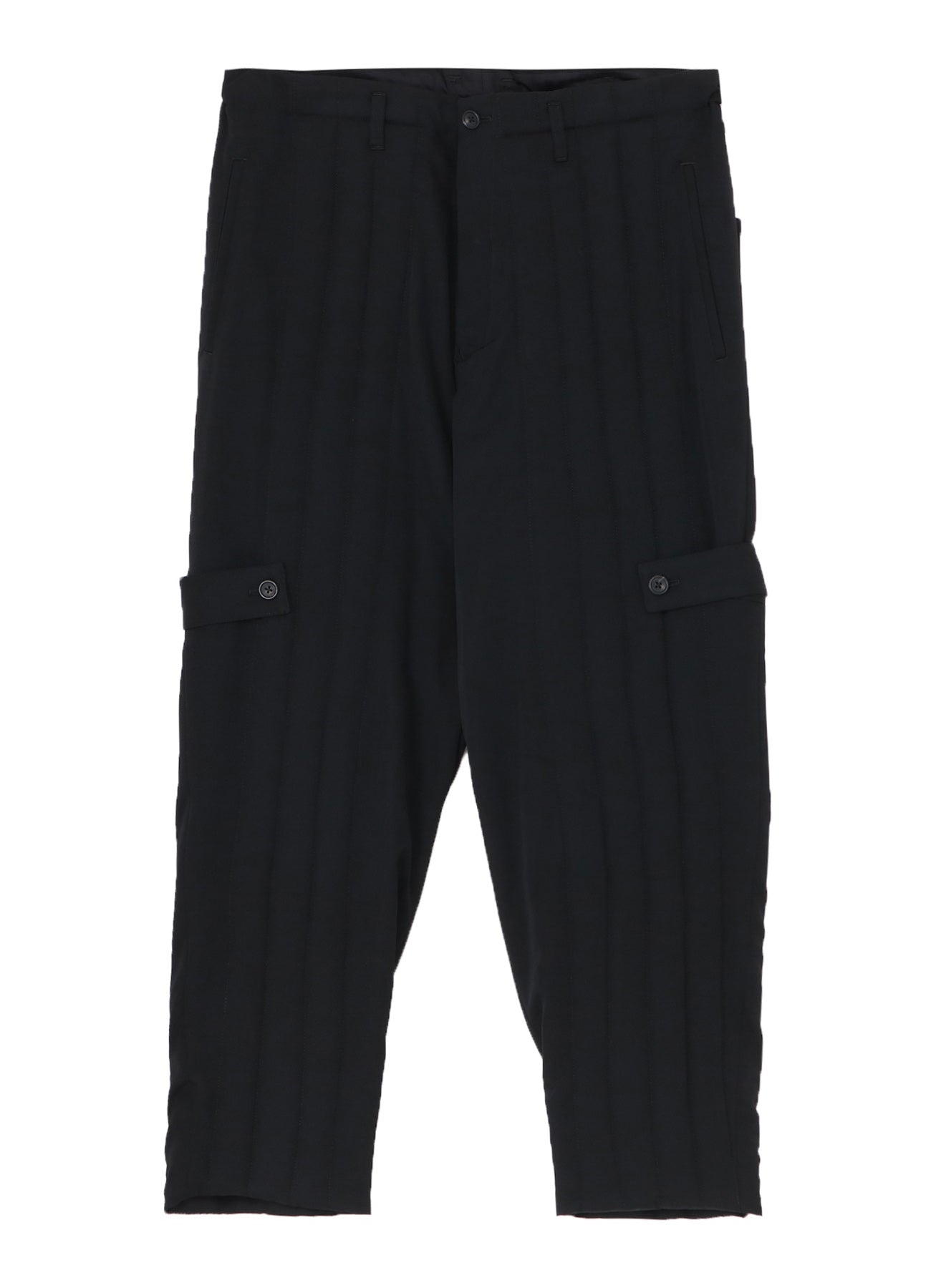 WOOL GABARDINE TAB DETAIL PADDED PANTS
