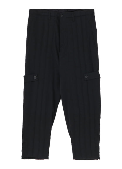 WOOL GABARDINE TAB DETAIL PADDED PANTS
