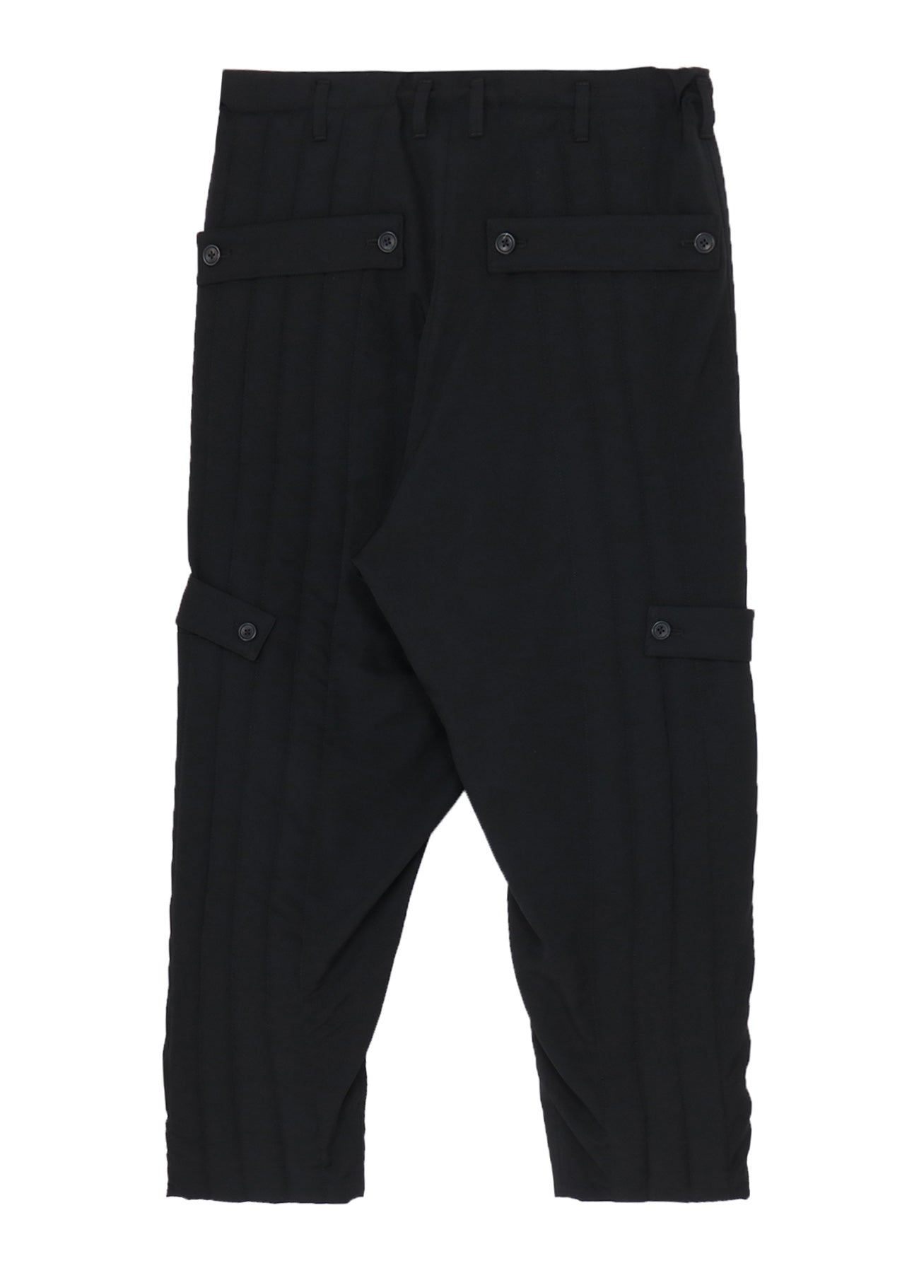WOOL GABARDINE TAB DETAIL PADDED PANTS