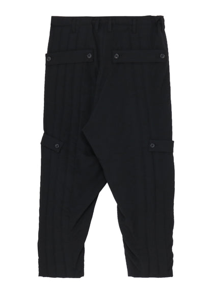 WOOL GABARDINE TAB DETAIL PADDED PANTS