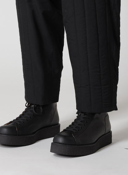 WOOL GABARDINE TAB DETAIL PADDED PANTS