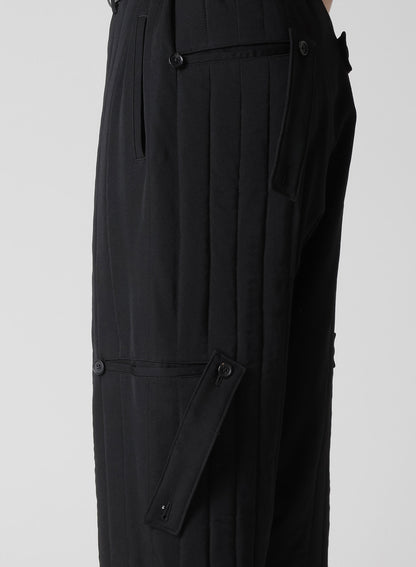 WOOL GABARDINE TAB DETAIL PADDED PANTS