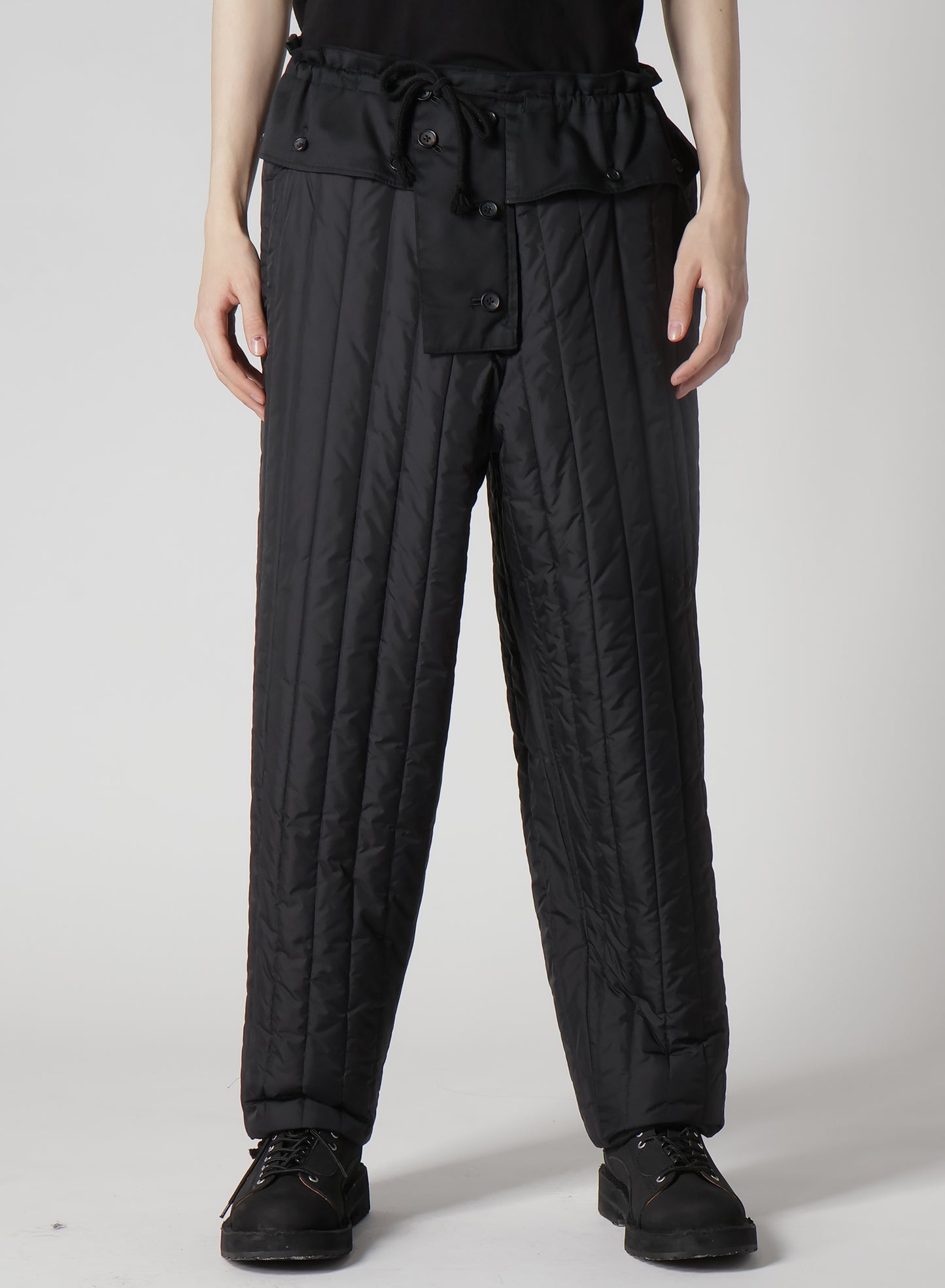 WOOL GABARDINE HEM STRING PANTS WITH NYLON LINER