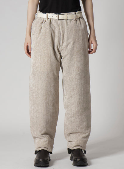 RAW LINEN VELVET LOOP BUTTON PANTS WITH LINER