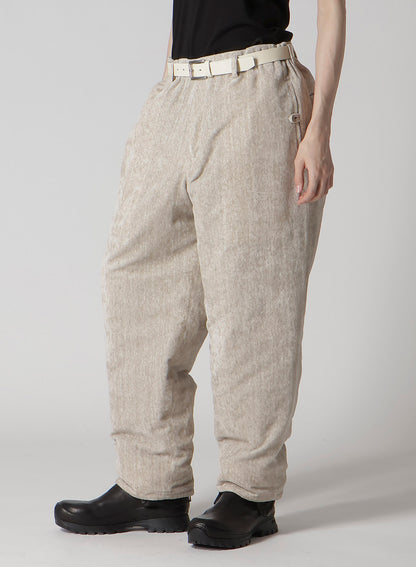 RAW LINEN VELVET LOOP BUTTON PANTS WITH LINER