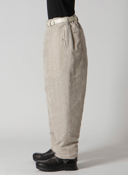 RAW LINEN VELVET LOOP BUTTON PANTS WITH LINER