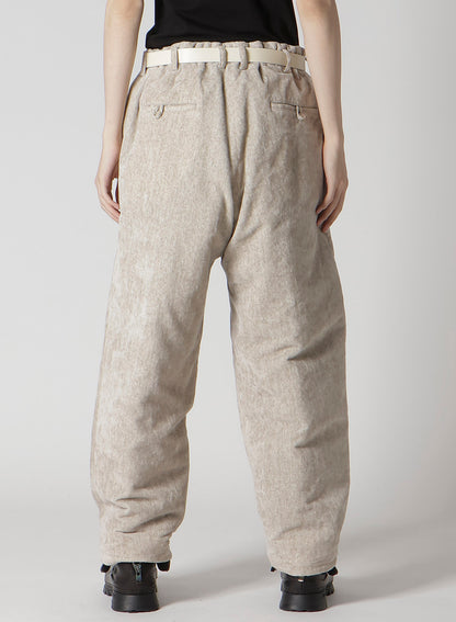 RAW LINEN VELVET LOOP BUTTON PANTS WITH LINER
