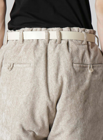 RAW LINEN VELVET LOOP BUTTON PANTS WITH LINER
