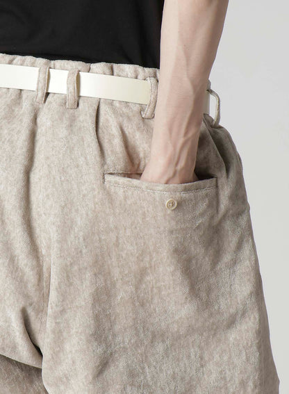 RAW LINEN VELVET LOOP BUTTON PANTS WITH LINER
