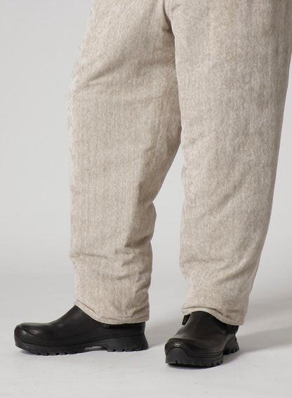 RAW LINEN VELVET LOOP BUTTON PANTS WITH LINER