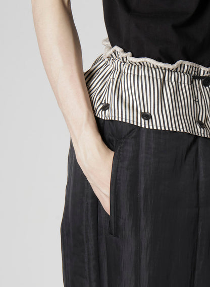 RAW LINEN VELVET LOOP BUTTON PANTS WITH LINER