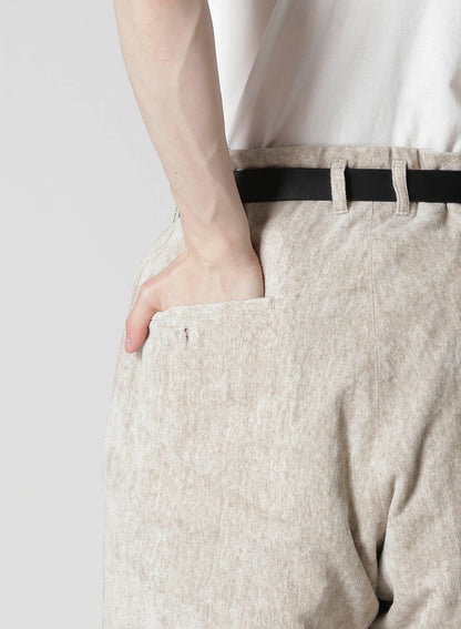 RAW LINEN VELVET ONE SIDE POCKET PANTS WITH LINER