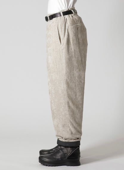 RAW LINEN VELVET ONE SIDE POCKET PANTS WITH LINER