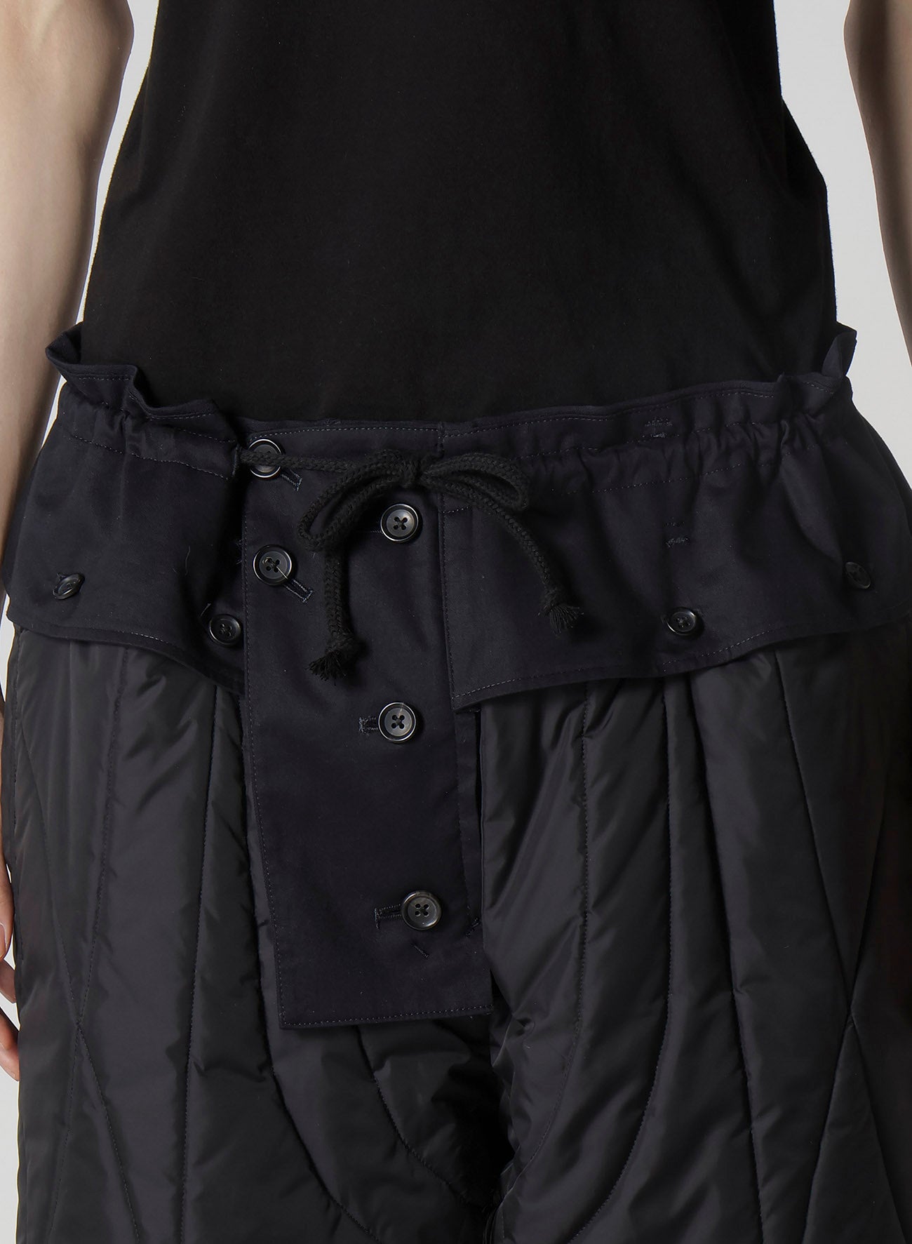 NAVY WOOL GABARDINE ONE SIDE PKT PANTS WITH LINER