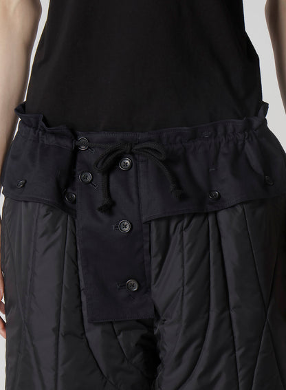 NAVY WOOL GABARDINE ONE SIDE PKT PANTS WITH LINER